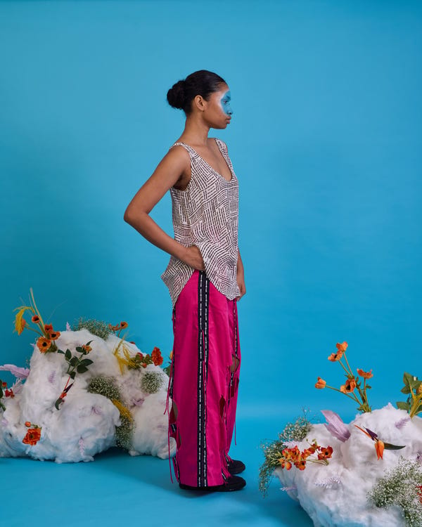 Saim — Cut-out amoeba fringed trouser