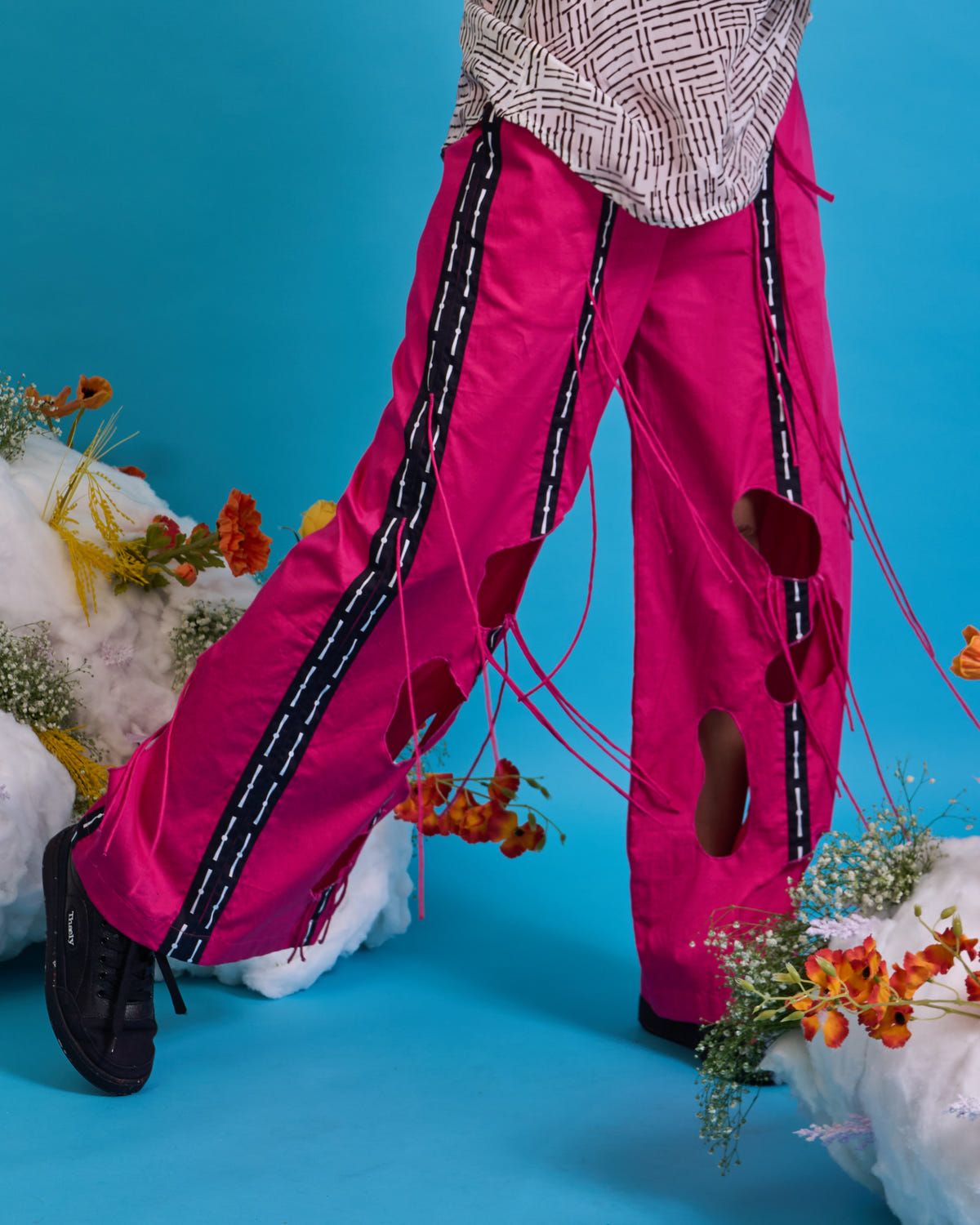 Cut-out amoeba fringed trouser - image 5