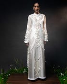 Sculptural patchwork dress view 1