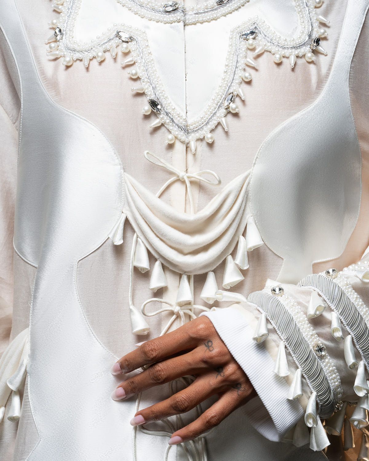 Sculptural patchwork dress - image 2