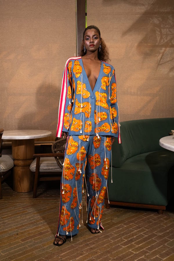 Saim — Amoeba fringed jacket set