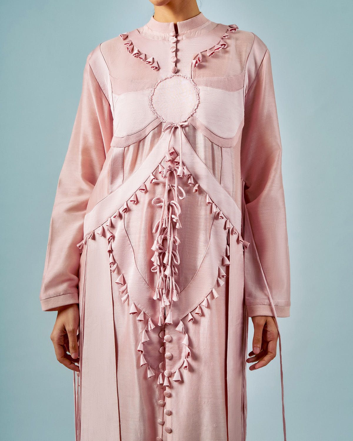 Ornament patchwork kurta + Tassels trouser set - image 2