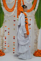 Deconstructed buttons saree set view 3