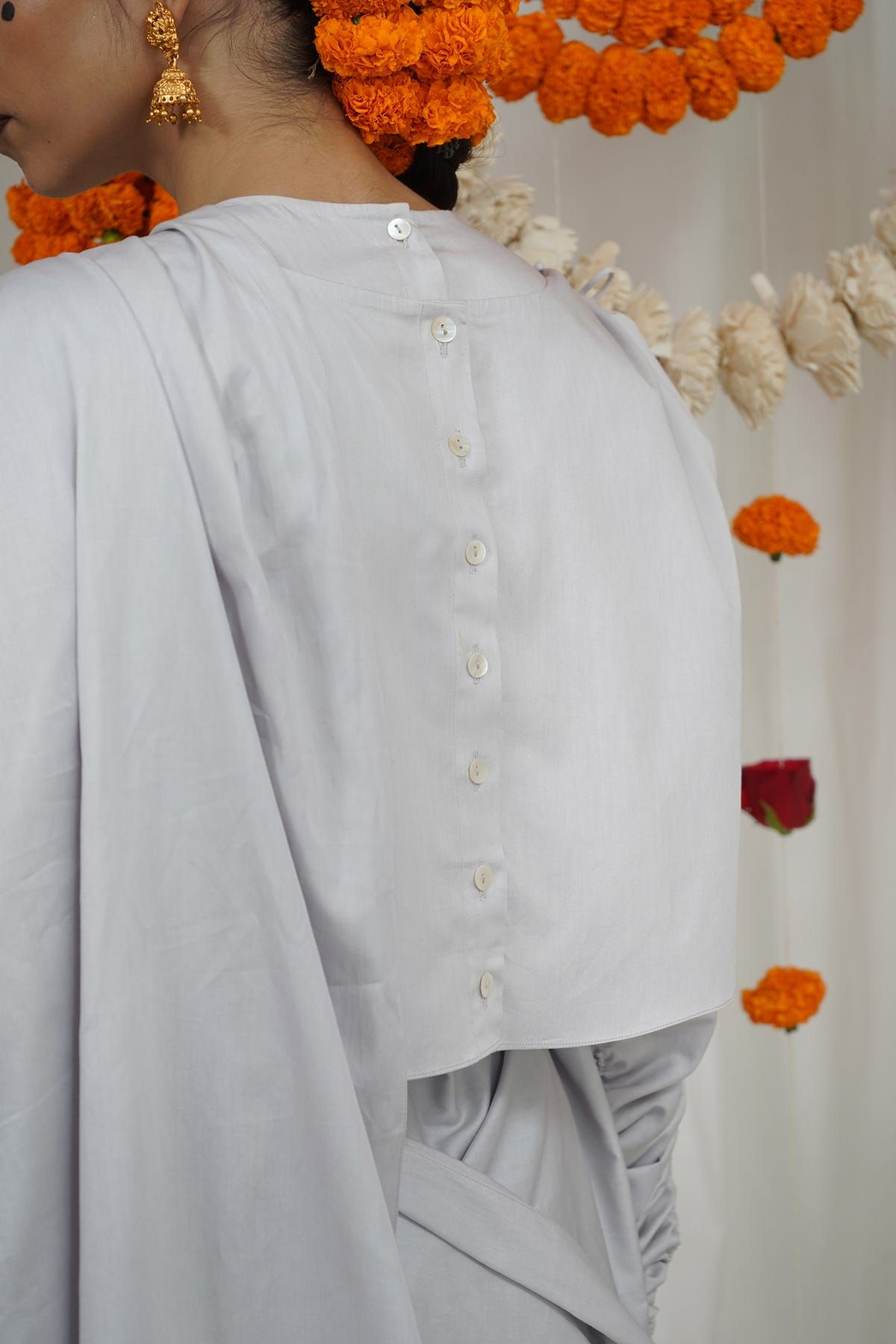 Deconstructed buttons saree set - image 5