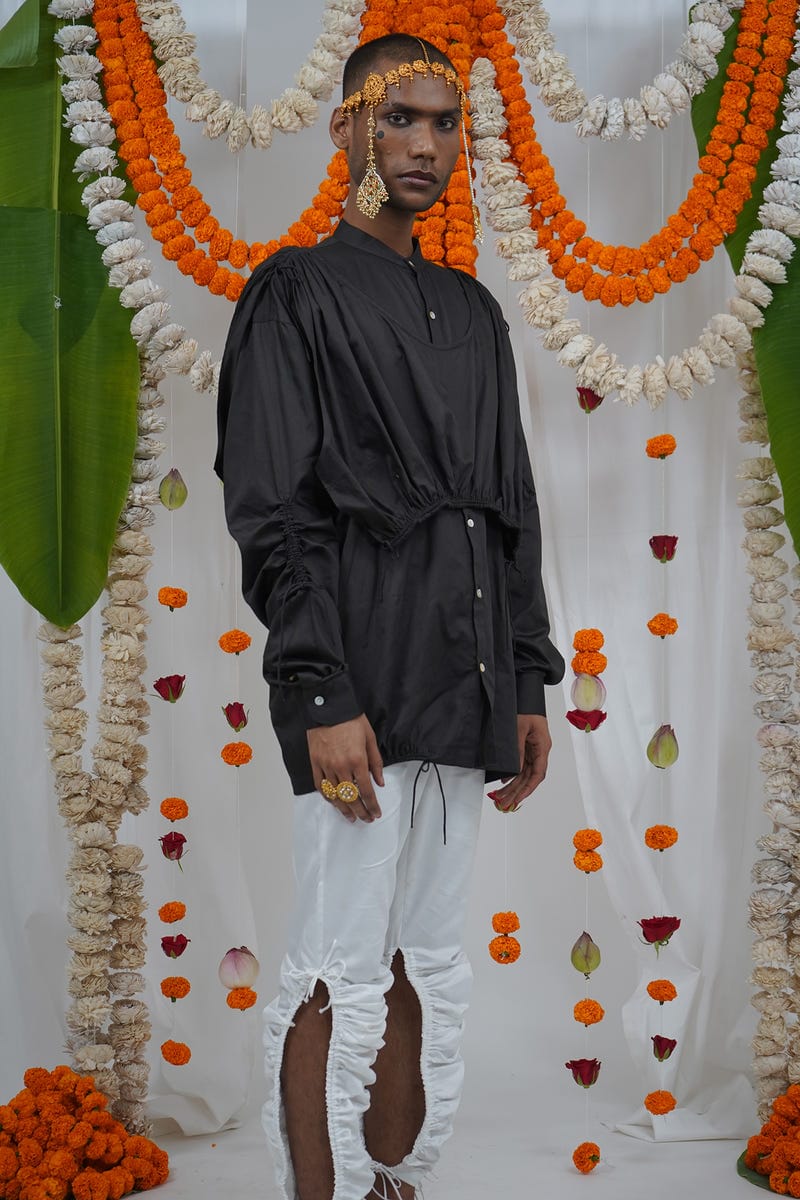 Gathered apron shirt