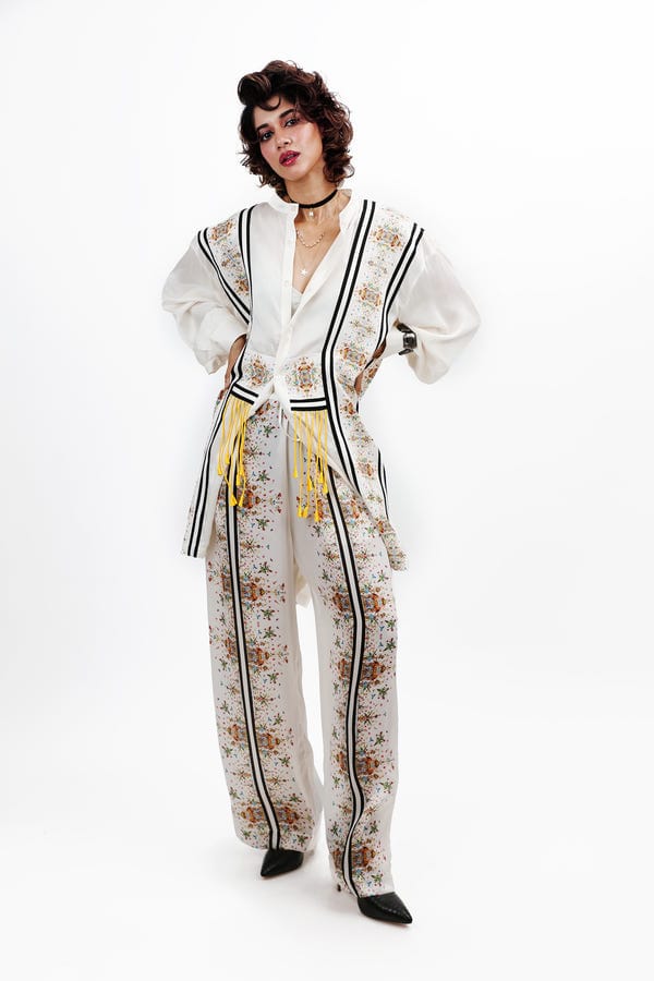 Saim — Suspender stripe co-ord set