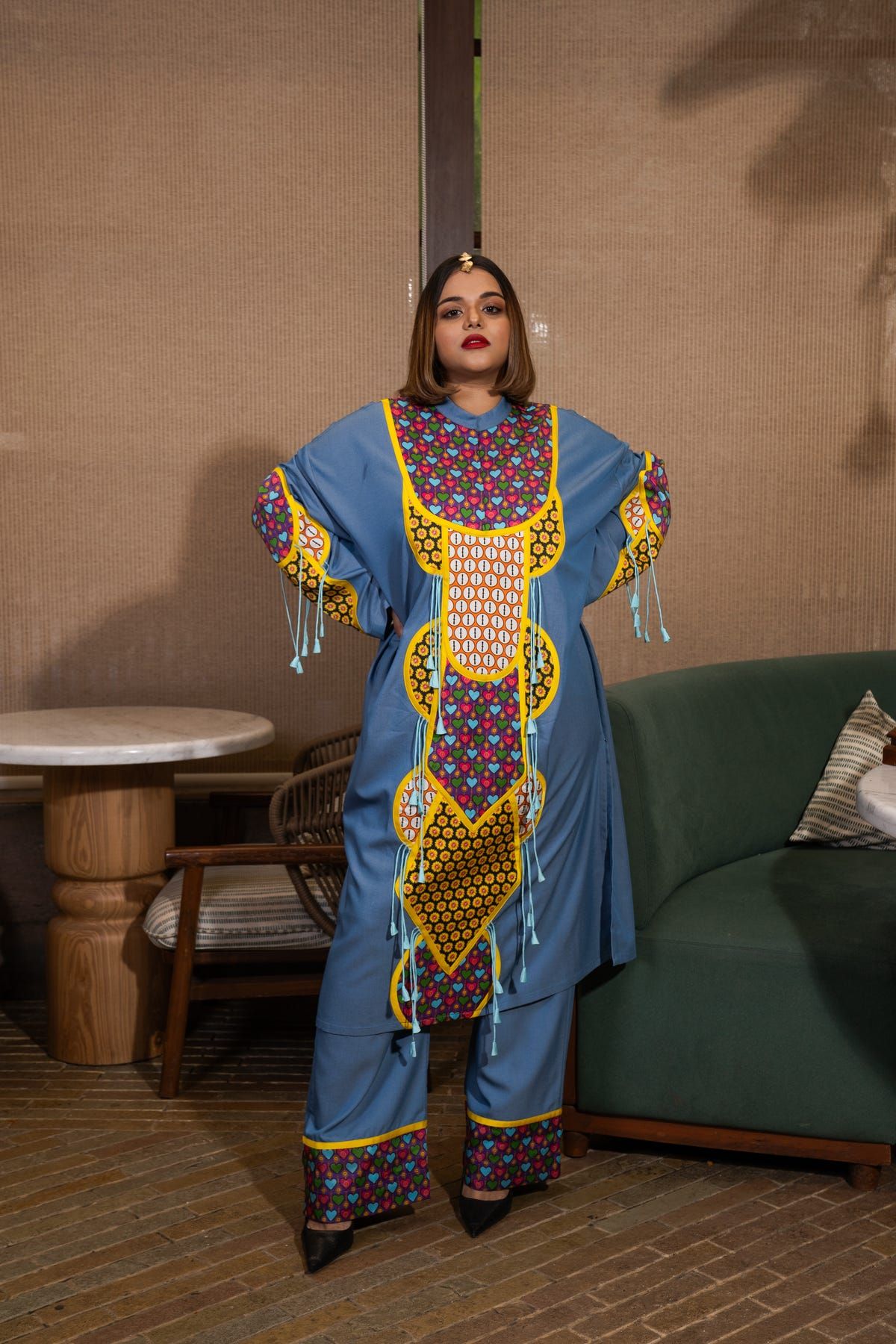 Yoke patchwork kurta set - image 5