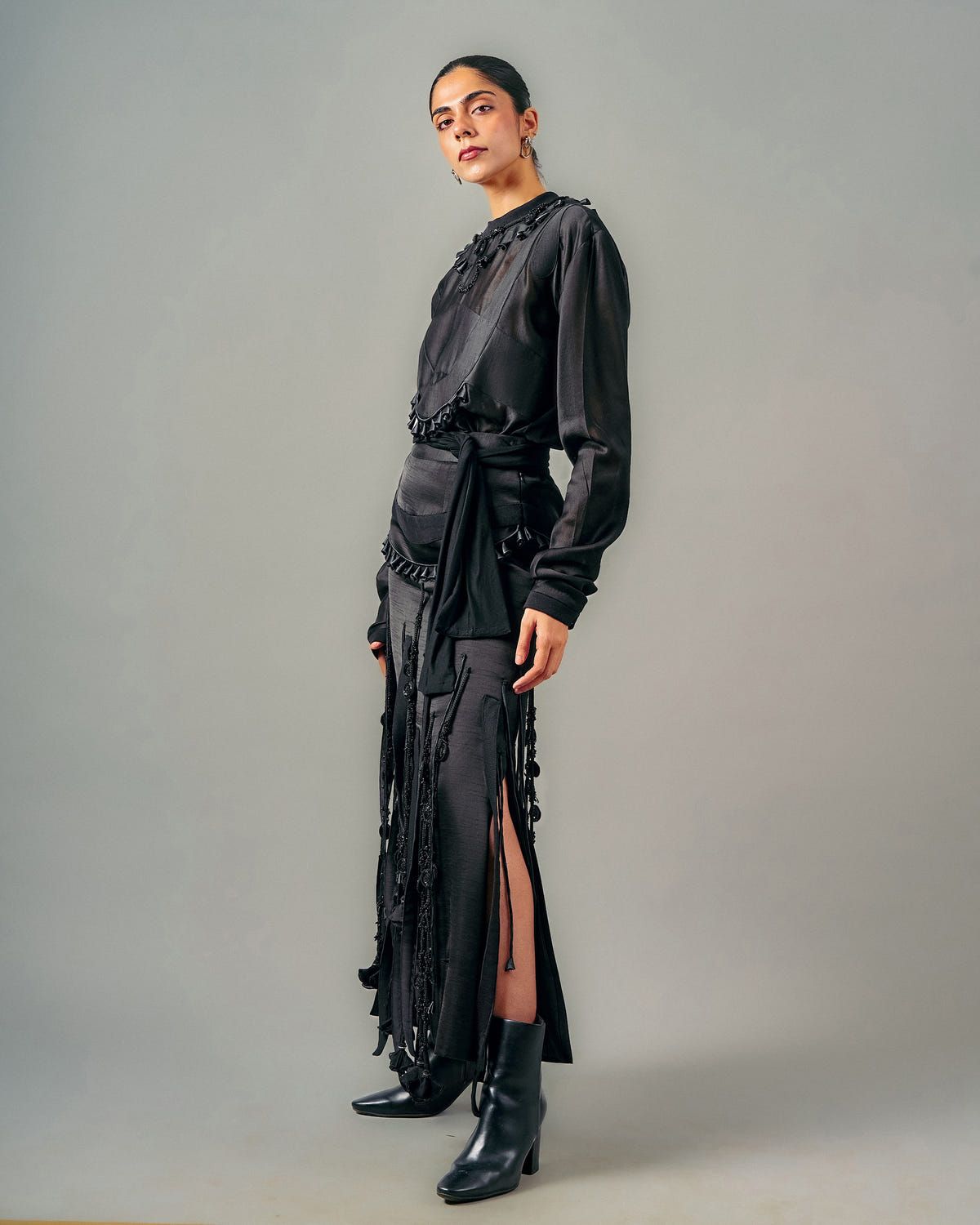 Tube patchwork top + Cut-out tassels skirt set - image 3
