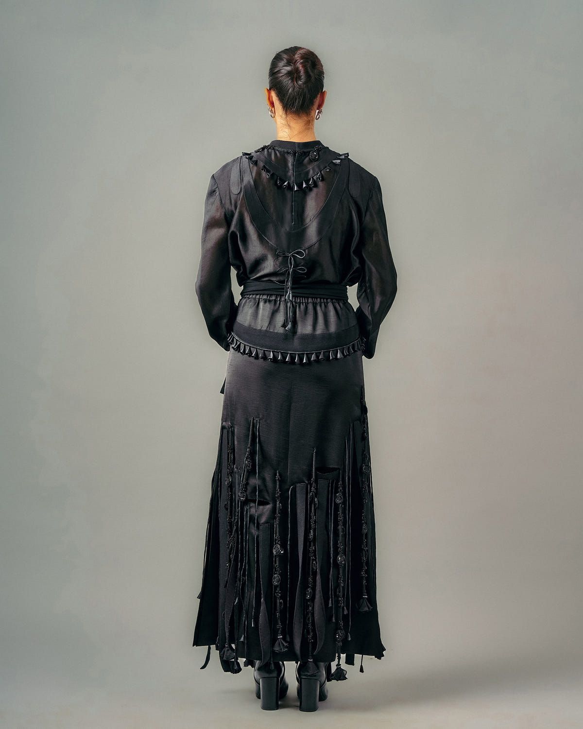 Tube patchwork top + Cut-out tassels skirt set - image 4