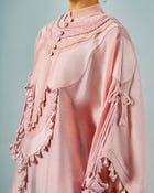 Tasseled necklines cape + Godet lungi skirt set view 2