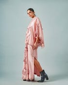 Tasseled necklines cape + Godet lungi skirt set view 3