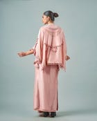 Tasseled necklines cape + Godet lungi skirt set view 4