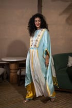 Dupatta drape kaftan set view 3