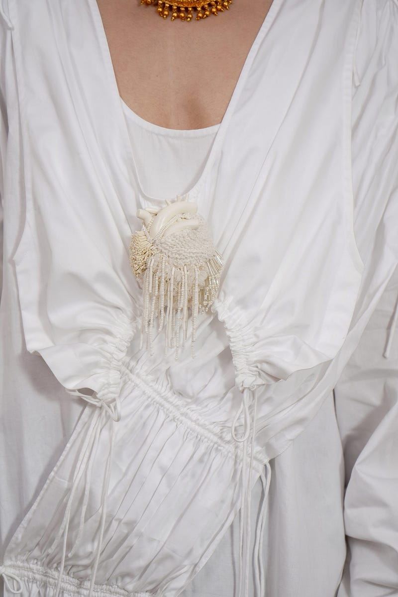 Draw string heart dress