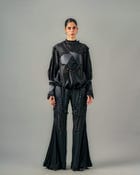 Cross gathered top + Sheer insert godet trouser set view 1