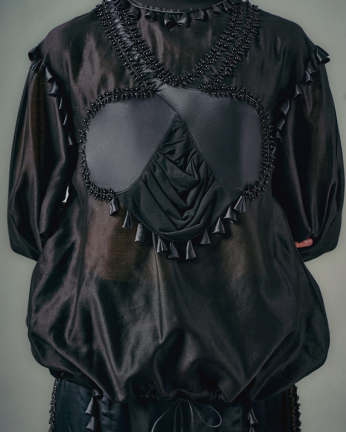 Cross gathered top + Sheer insert godet trouser set - image 2