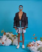 Gathered ruffled jacket view 2