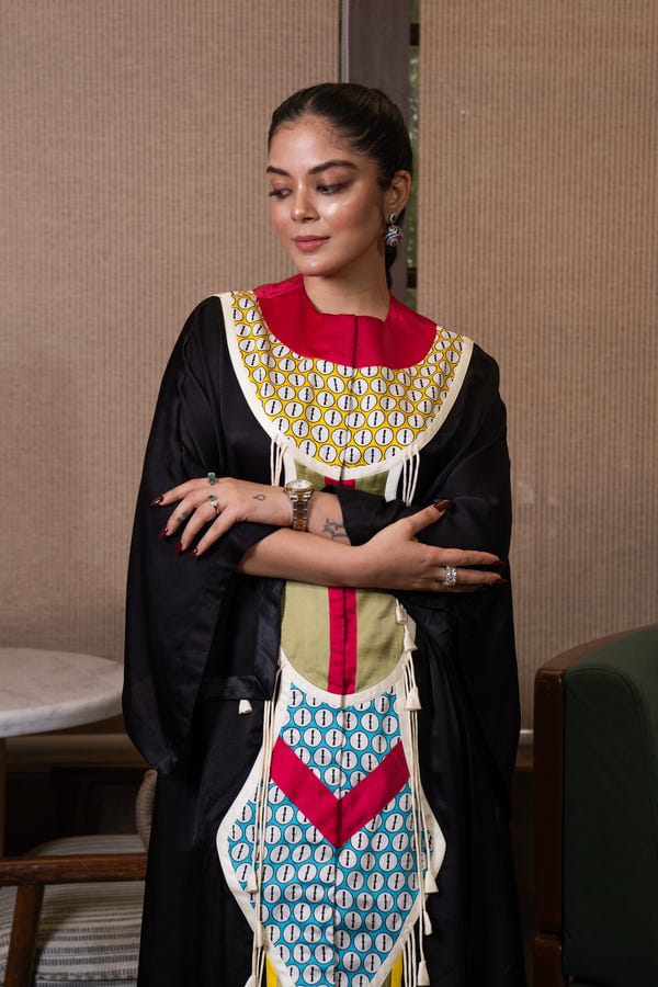 Saim — Patchwork cowled kaftan set