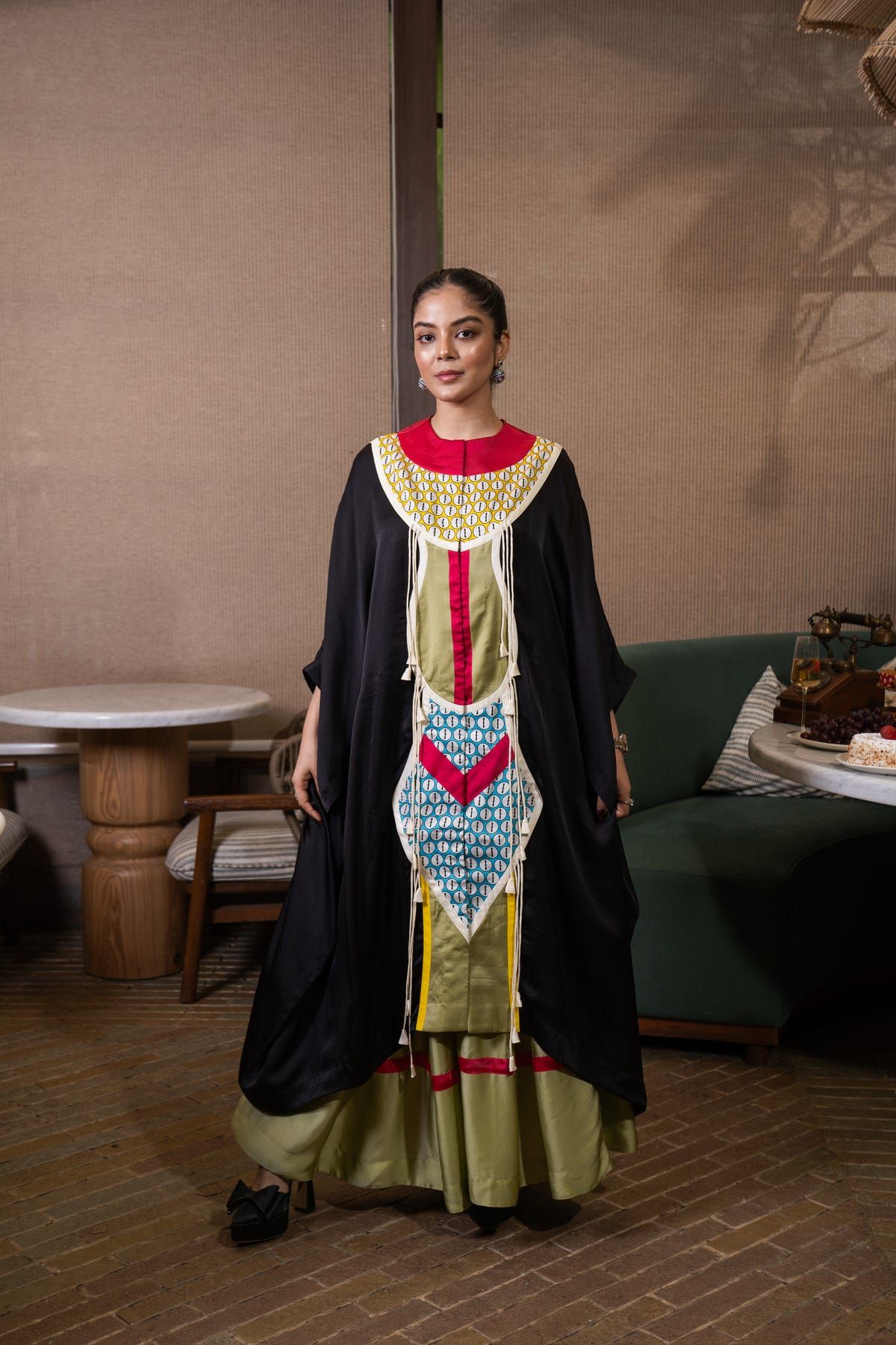Patchwork cowled kaftan set - image 2