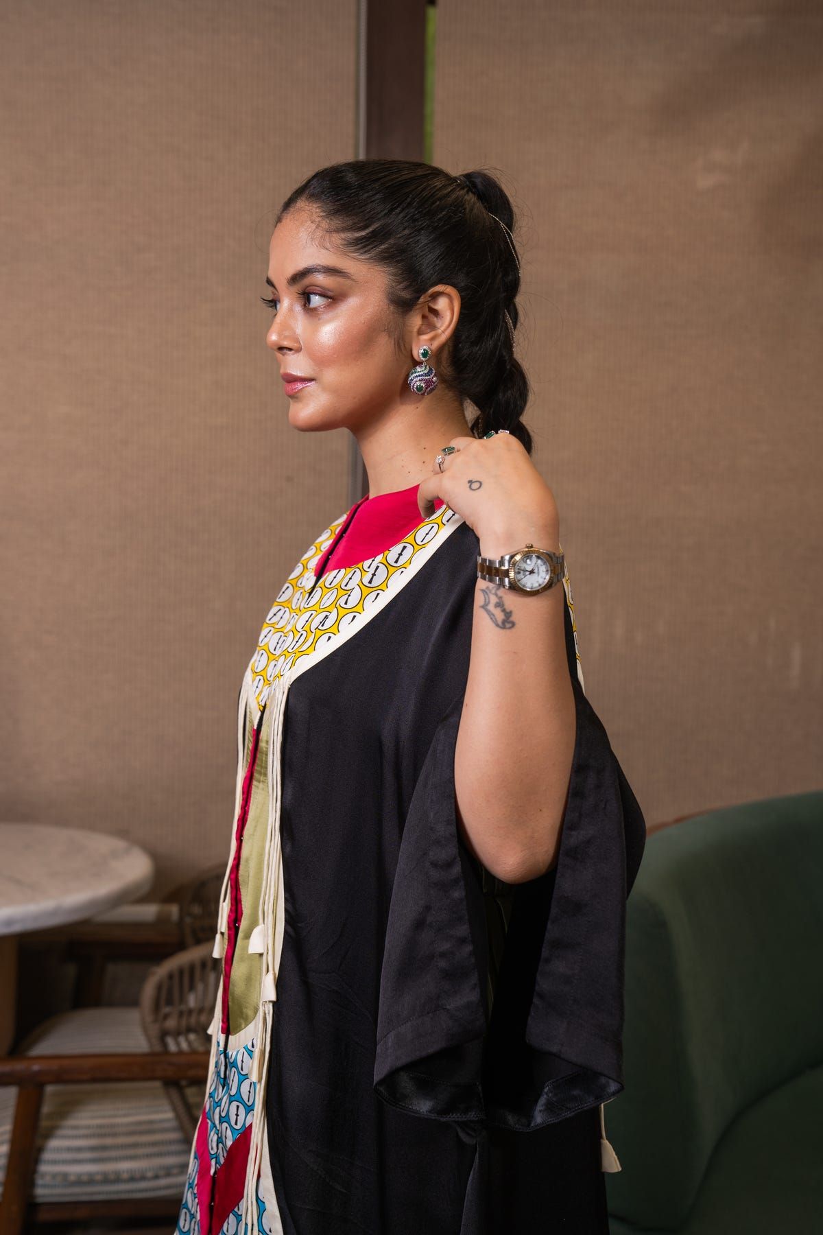 Patchwork cowled kaftan set - image 5