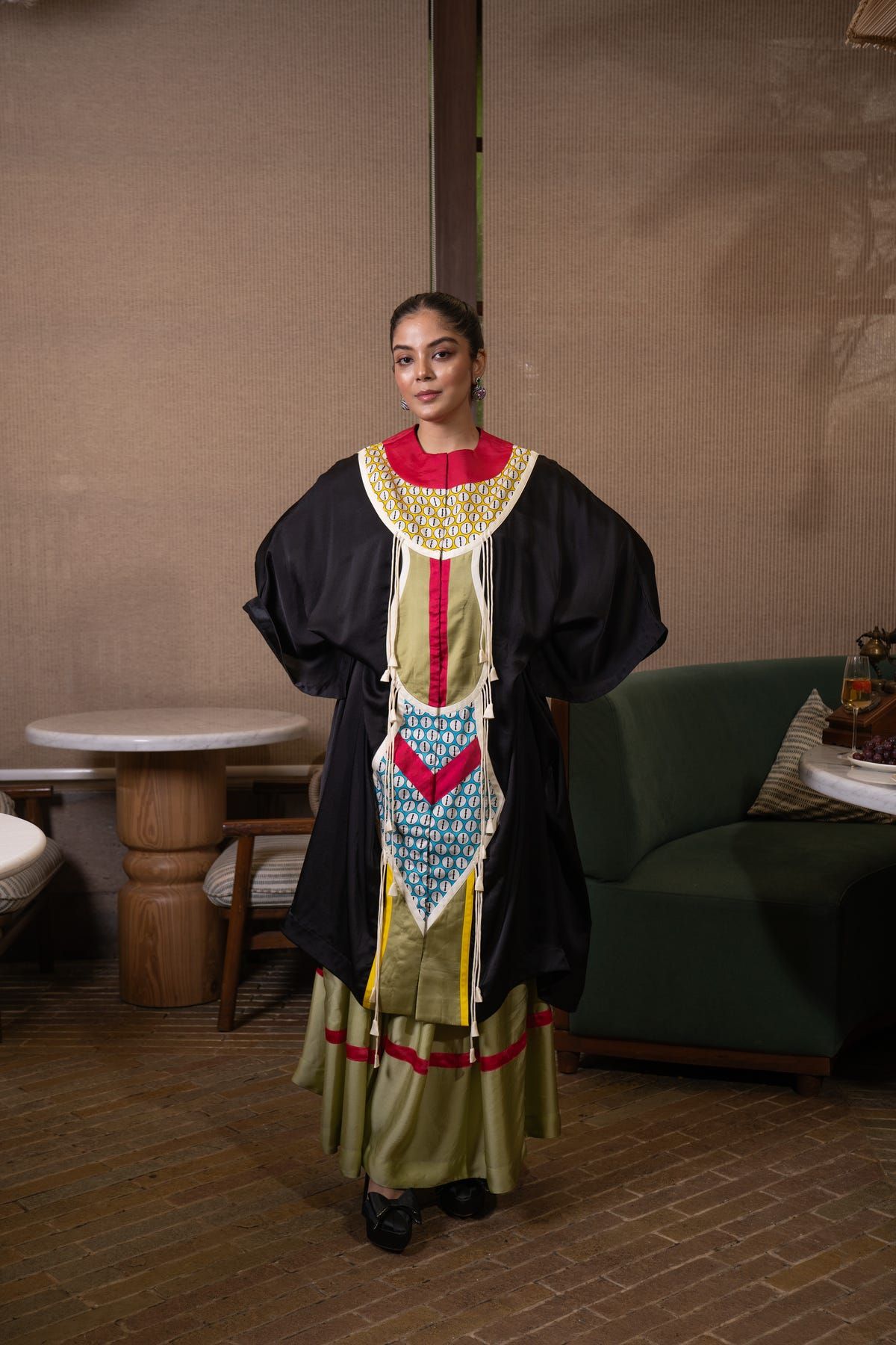 Patchwork cowled kaftan set - image 6