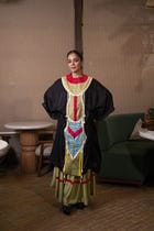 Patchwork cowled kaftan set view 6