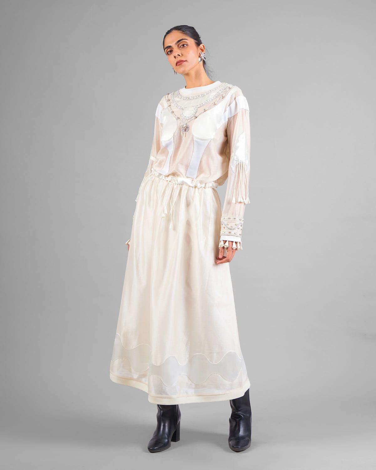 Ornament gathered top + Flared patchwork skirt - image 3
