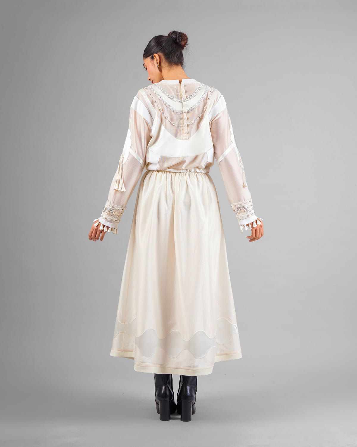 Ornament gathered top + Flared patchwork skirt - image 4
