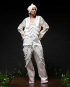 Ornament patchwork jacket + Drape tassel trouser set view 1