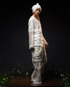 Ornament patchwork jacket + Drape tassel trouser set view 3