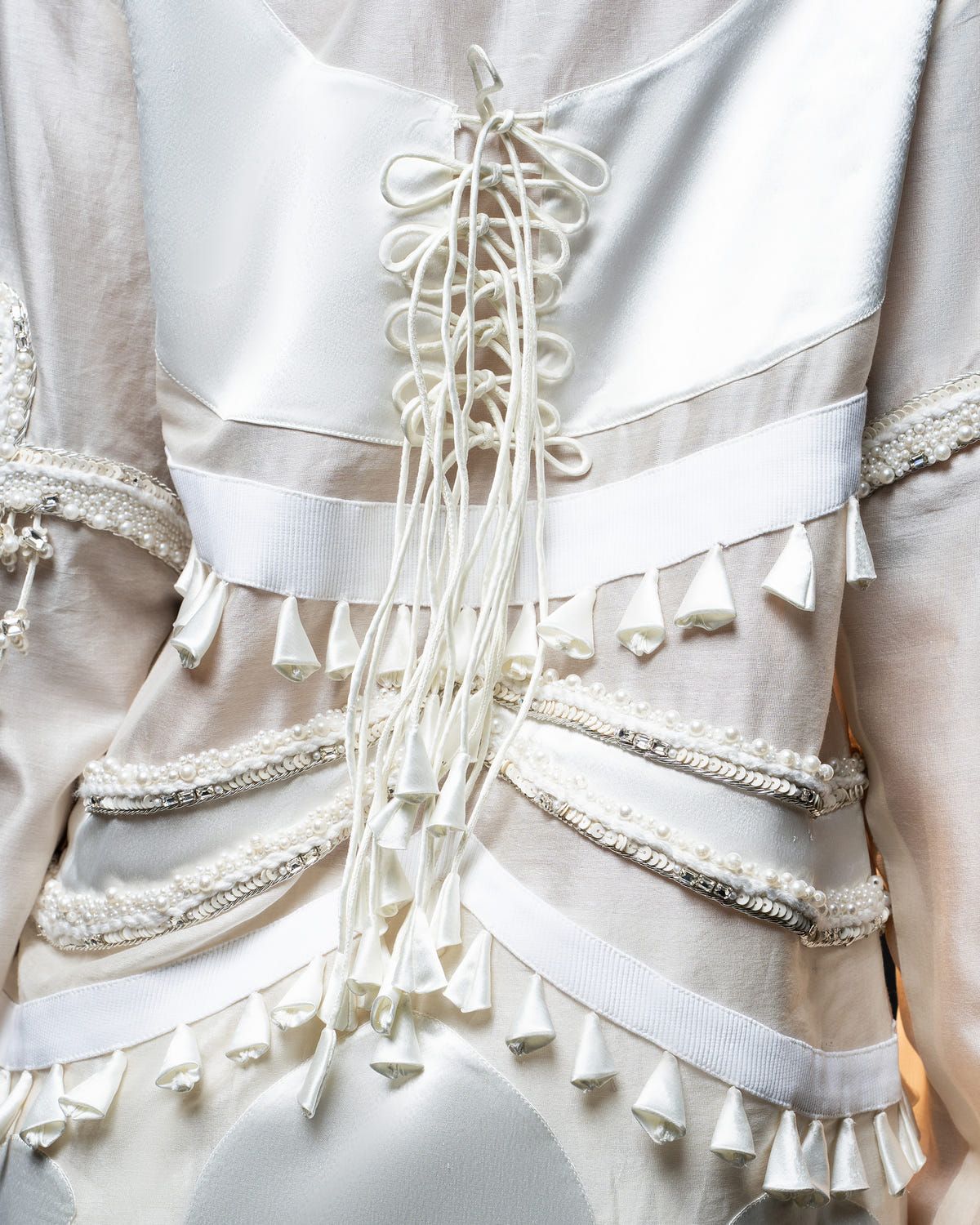 Ornament patchwork jacket + Drape tassel trouser set - image 5