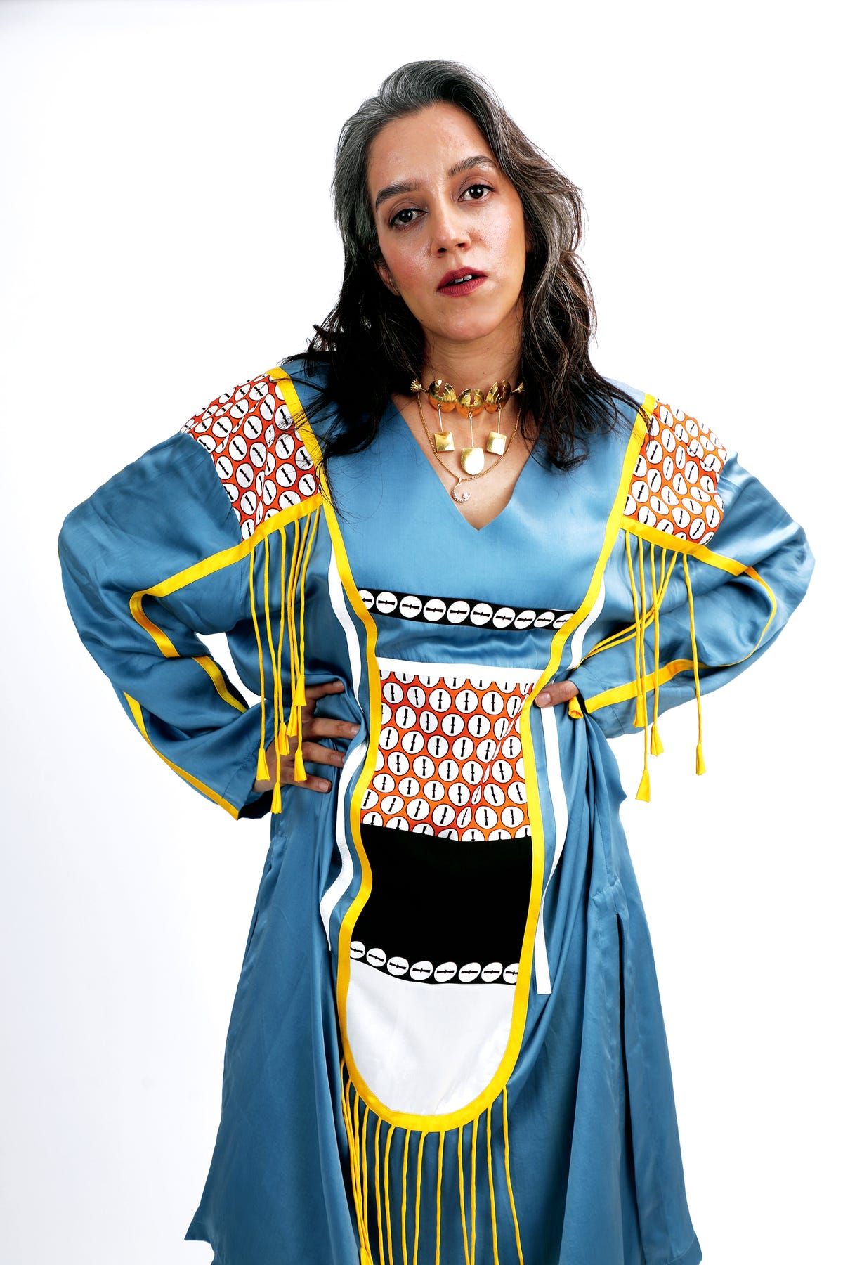 Geometric tassels kurta set - image 1