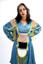 Geometric tassels kurta set view 1