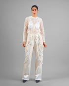 Cord fringe top + Drape tassel trouser set view 1