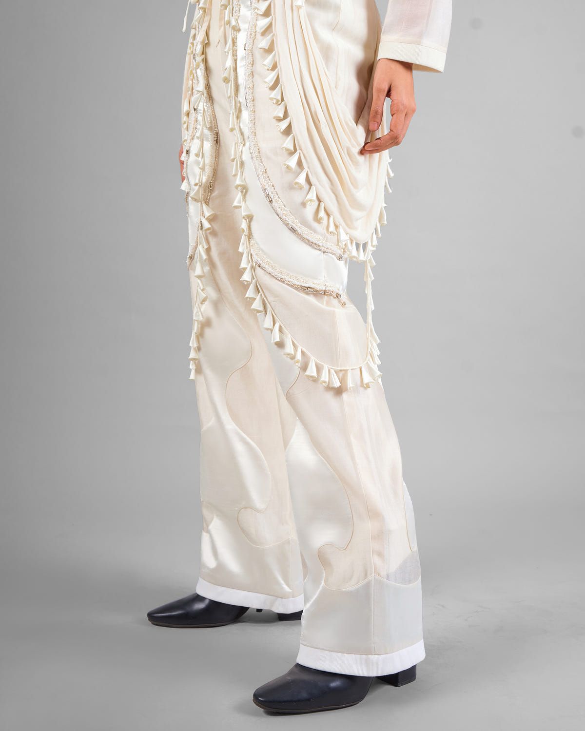 Cord fringe top + Drape tassel trouser set - image 2