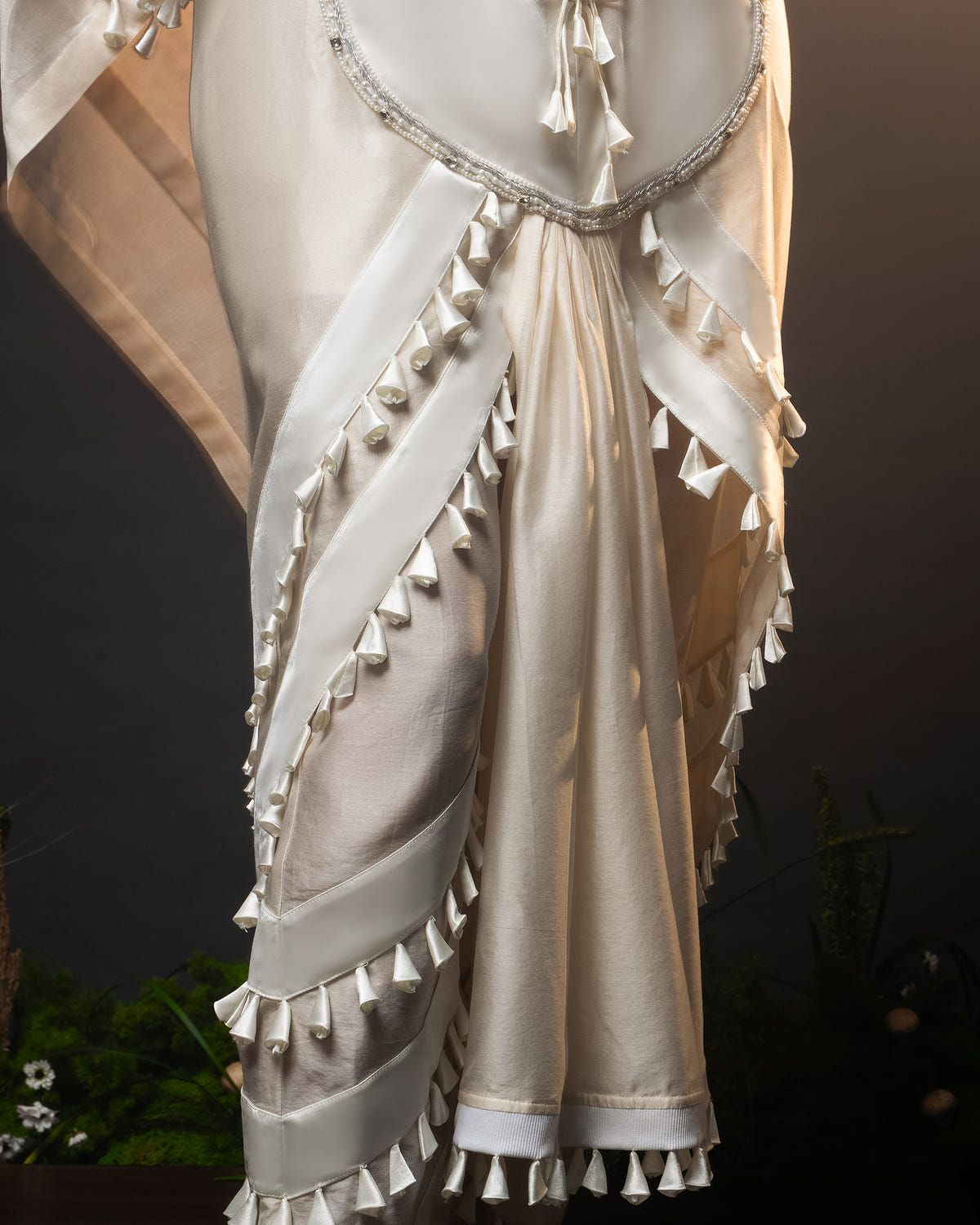 Sculptural dhoti drape kaftan + Scallop tassel trouser set - image 5