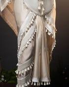 Sculptural dhoti drape kaftan + Scallop tassel trouser set view 5