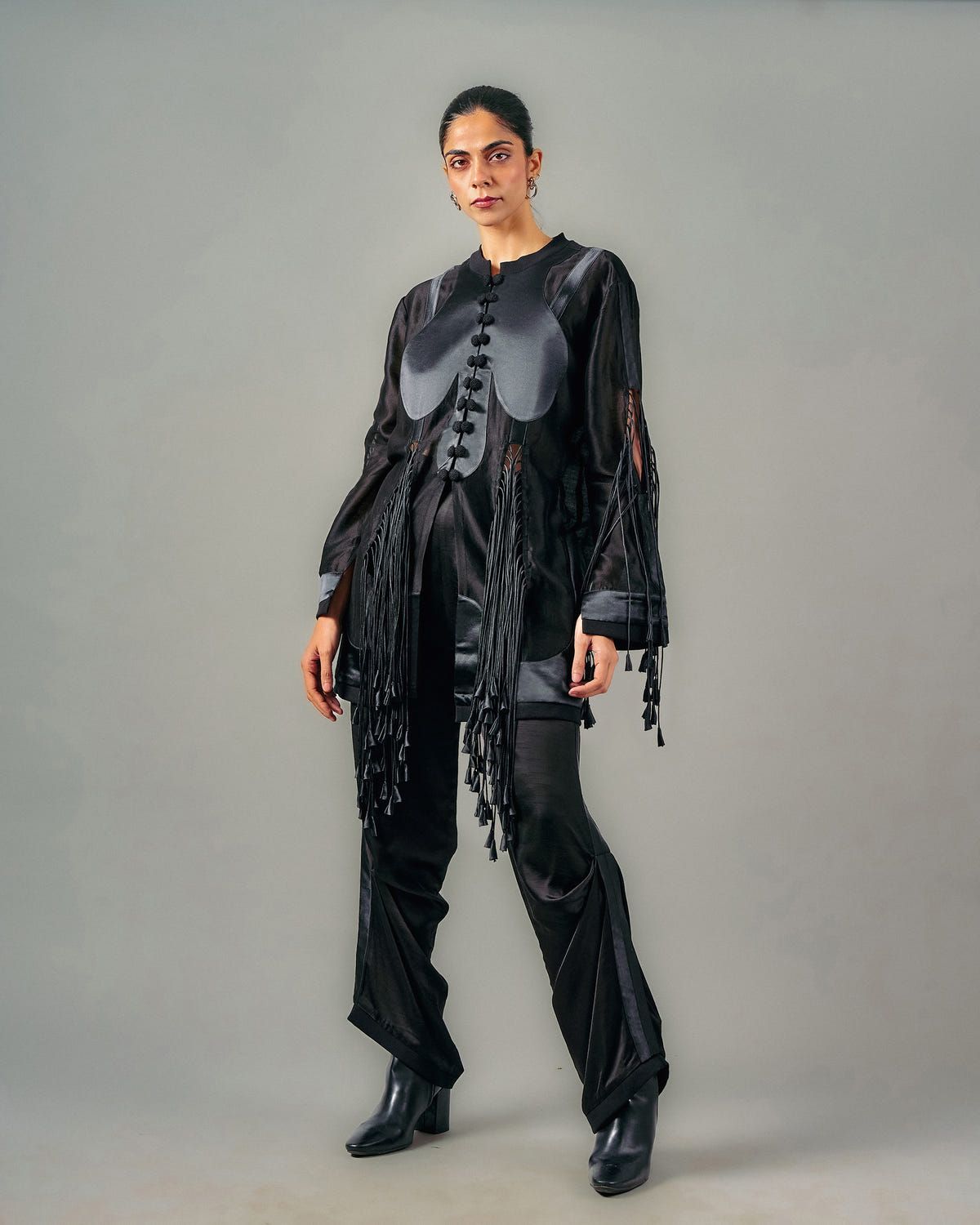 Cut-out tassels jacket + Pick-up trouser set - image 1