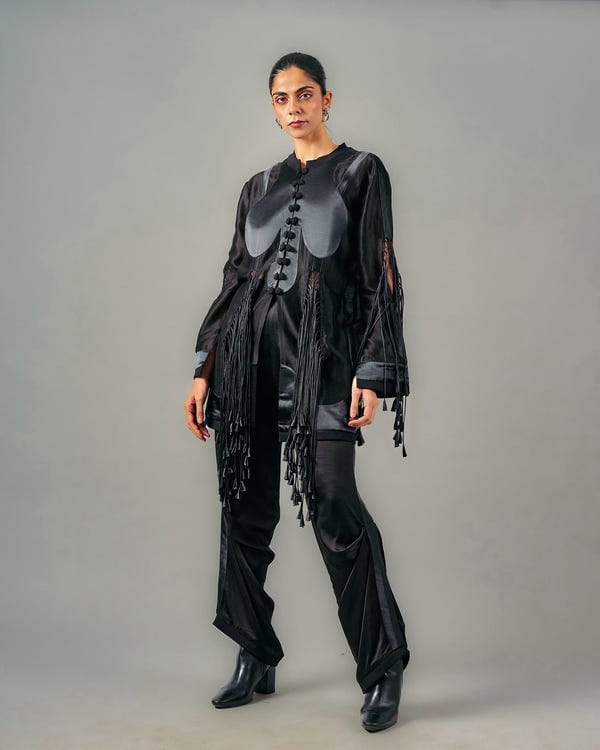 Saim — Cut-out tassels jacket + Pick-up trouser set