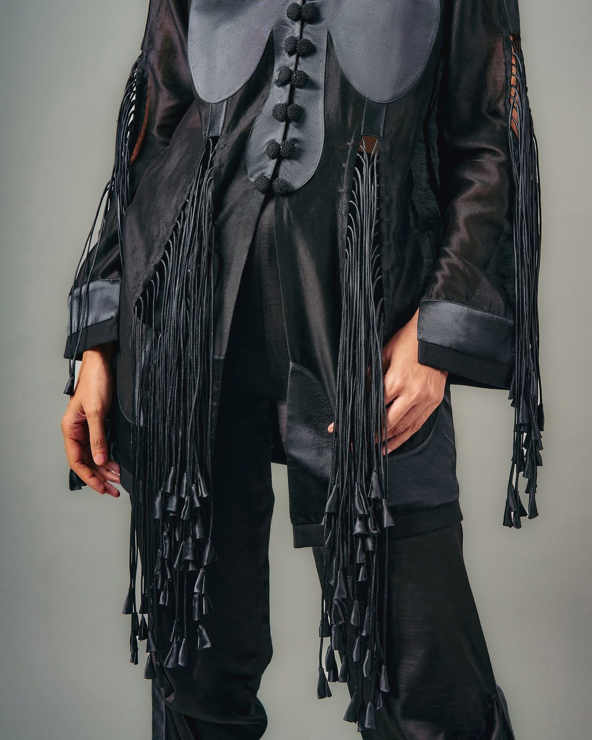 Cut-out tassels jacket + Pick-up trouser set - image 2
