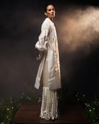 Neckline tassel fringe kurta + Fringed trouser set view 3