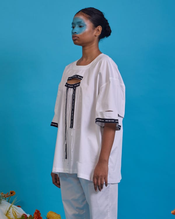 Saim — Cut-out fringed T-shirt