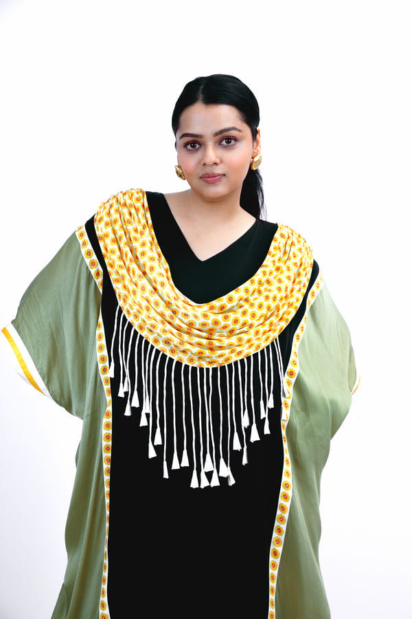 Saim — Scallop drape kaftan set