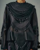 Quilted necklines drape top + Ornament patch skirt set view 2
