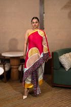 Buttons patchwork one shoulder set view 2