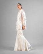 Sculptural scallop kurta + Godet flared trouser set view 3
