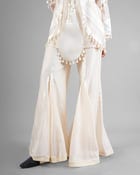 Sculptural scallop kurta + Godet flared trouser set view 5