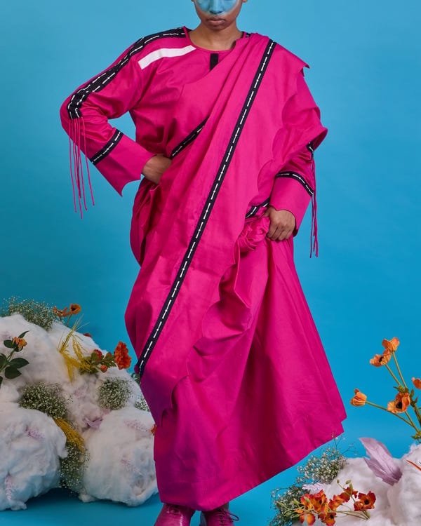 Saim — Scalloped saree