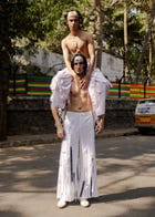 Cut-out fringed trouser view 4