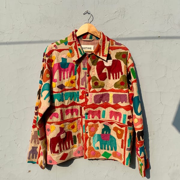 Samaaj Studio — Beige Applique Jacket